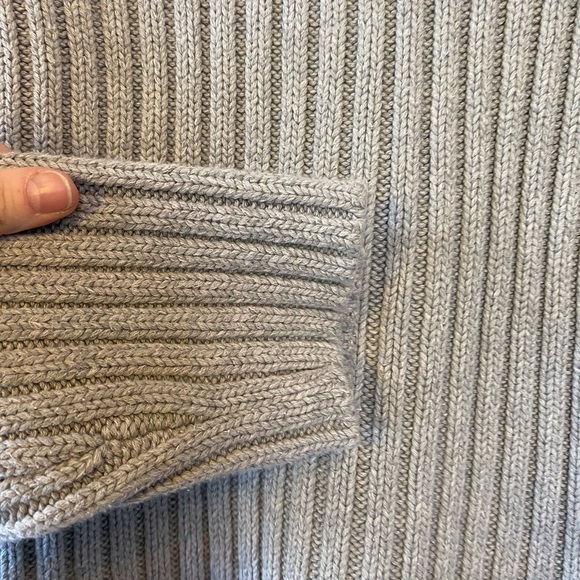 Gap Men's Grey Cotton Chunky Ribknit Funnel Neck Fisherman Sweater Large Y2K - Picture 5 of 16